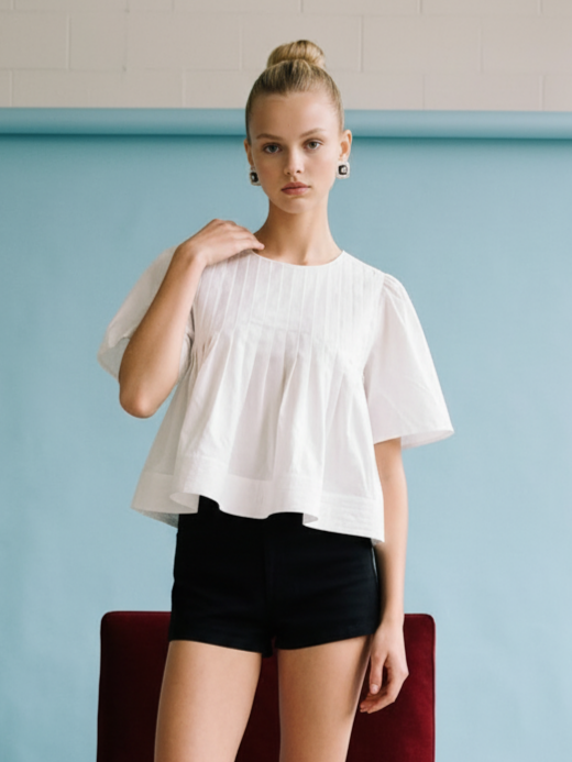 Ateljemel Geplooide Witte Blouse Ateljé Mel