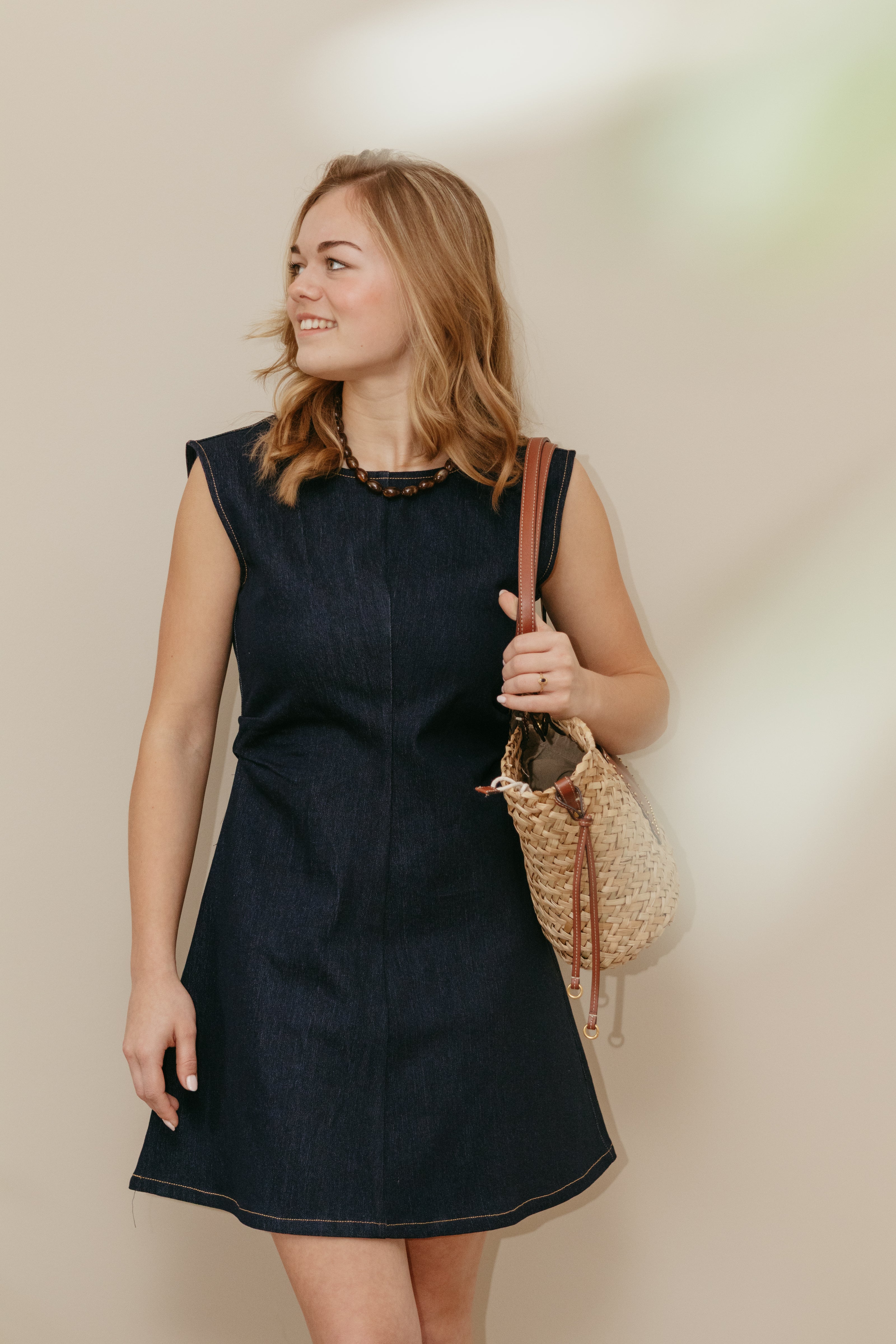 Ateljemel Mouwloze Denim Mini Jurk