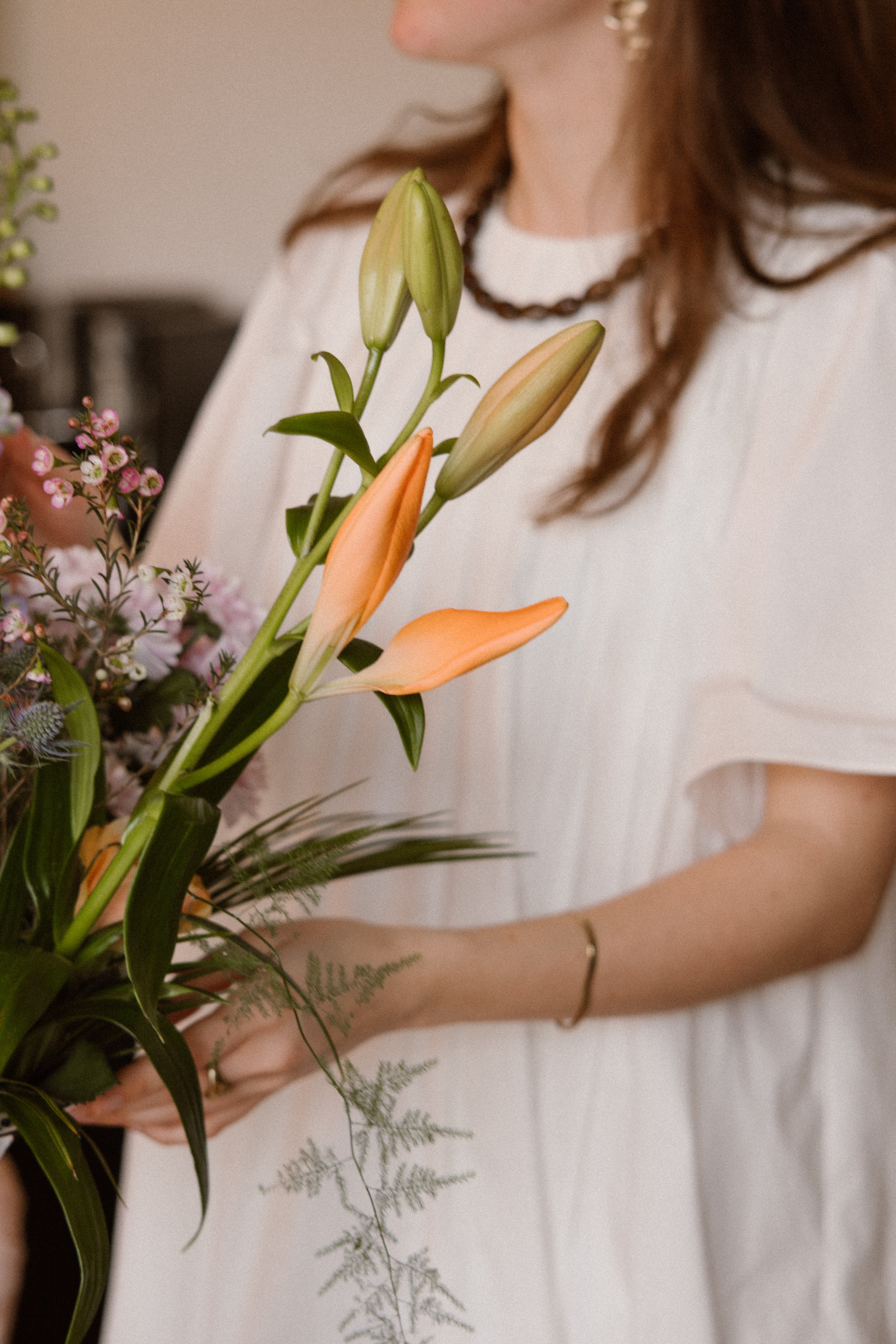 Ateljemel Geplooide Jurk Wit